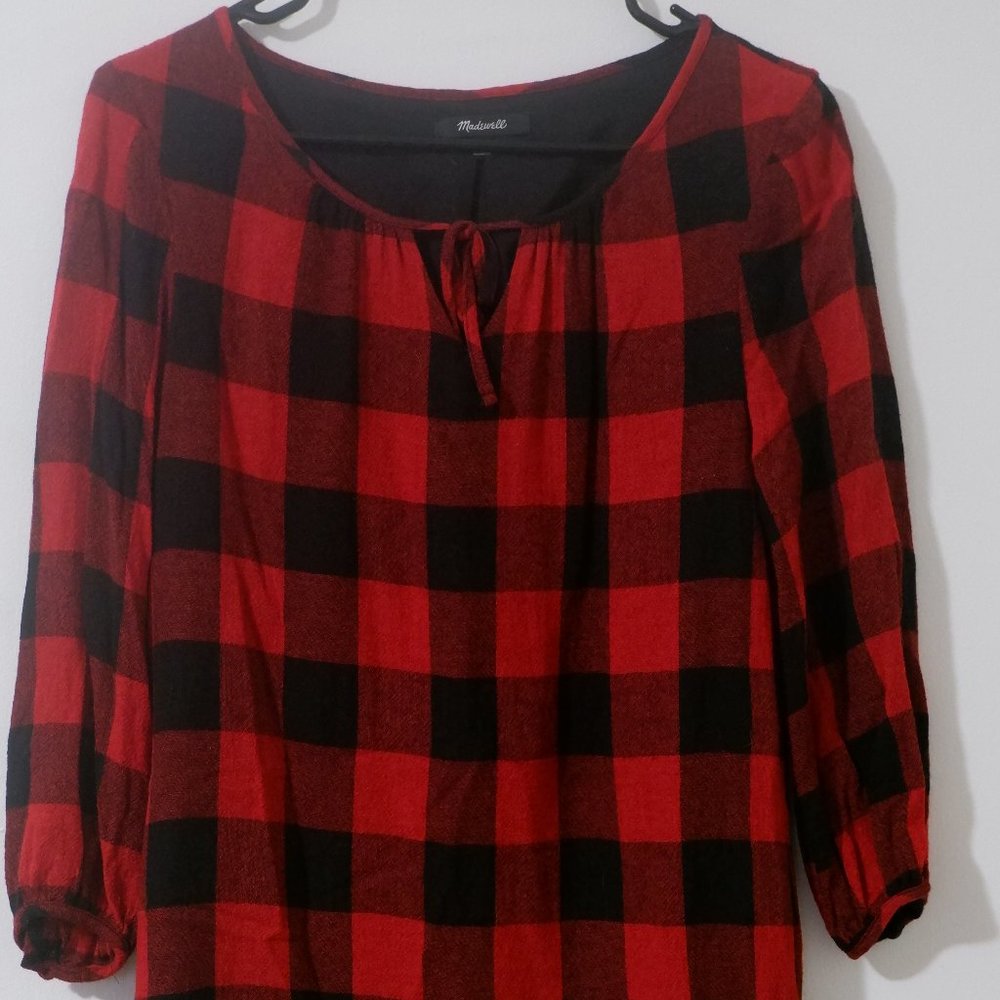 Madewell Red Black Plaid Dress